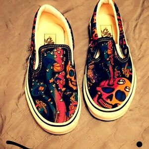 Vans Pink and Blue Artistic Sneakers